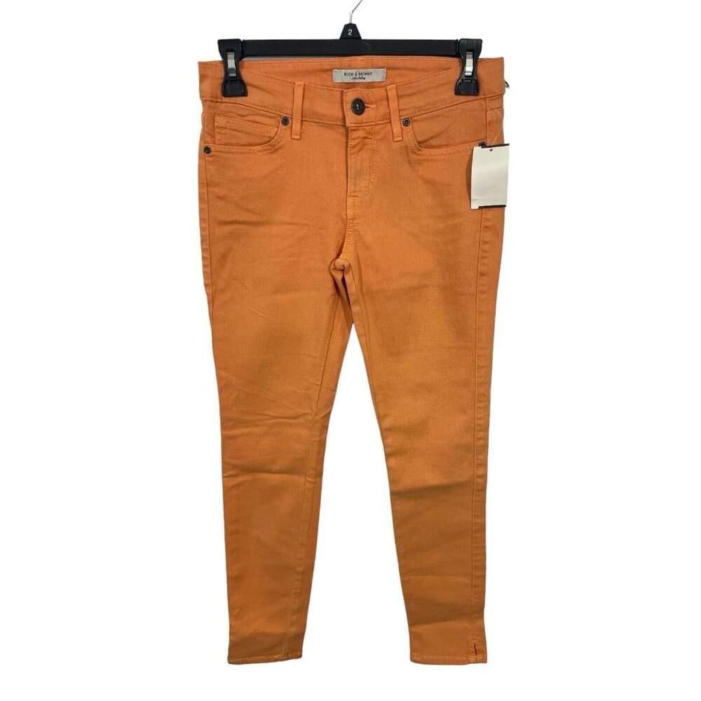 Rich & Skinny Coronado Crop Jeans Womens Size 26 Monarch Orange Stretchy